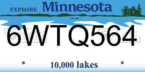 6WTQ564 Minnesota License Plate