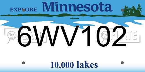 6WV102 Minnesota License Plate