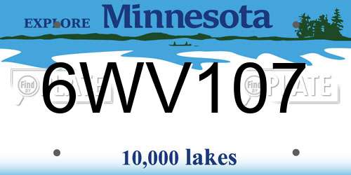 6WV107 Minnesota License Plate