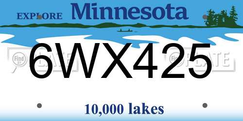 6WX425 Minnesota License Plate
