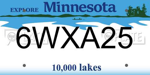 6WXA25 Minnesota License Plate