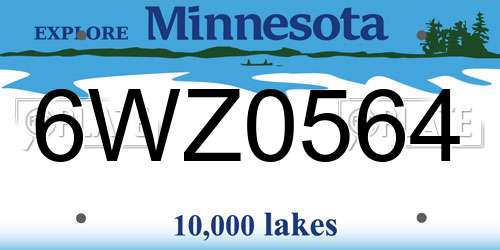 6WZ0564 Minnesota License Plate