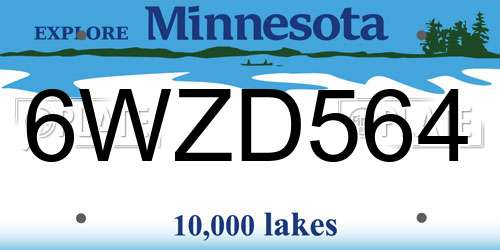 6WZD564 Minnesota License Plate