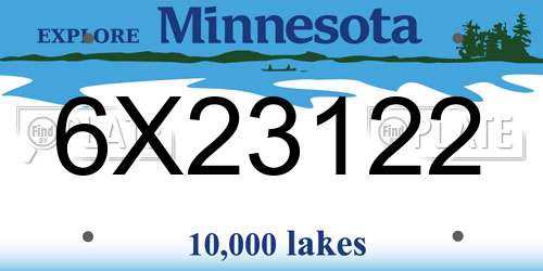 6X23122 Minnesota License Plate