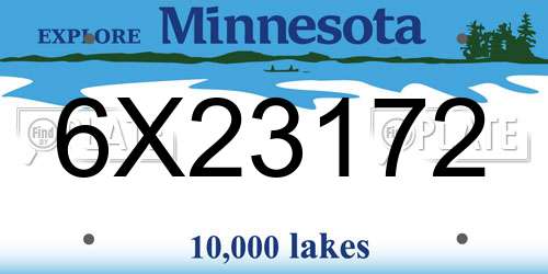 6X23172 Minnesota License Plate