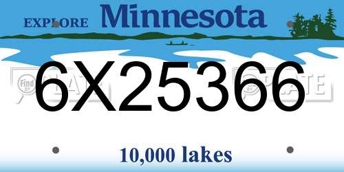 6X25366 Minnesota License Plate