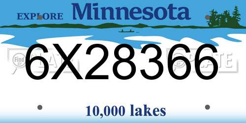 6X28366 Minnesota License Plate