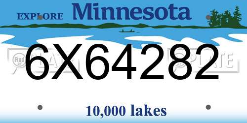 6X64282 Minnesota License Plate