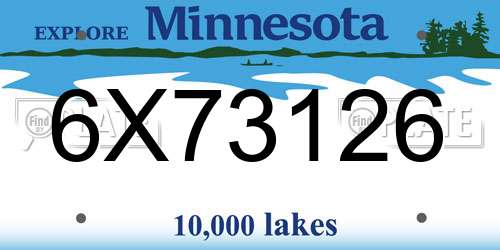 6X73126 Minnesota License Plate