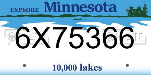 6X75366 Minnesota License Plate