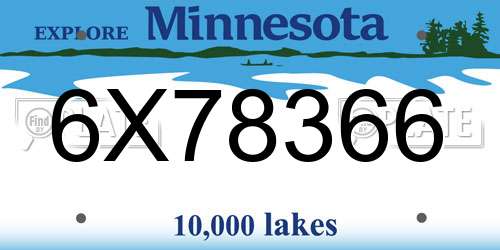 6X78366 Minnesota License Plate