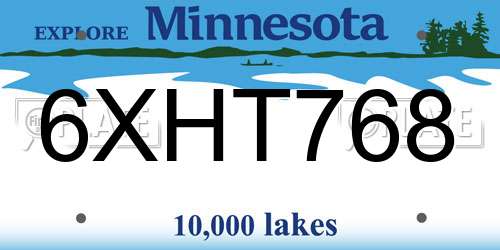 6XHT768 Minnesota License Plate