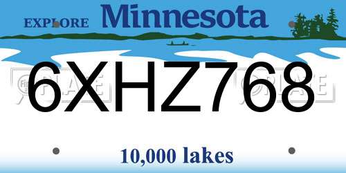 6XHZ768 Minnesota License Plate