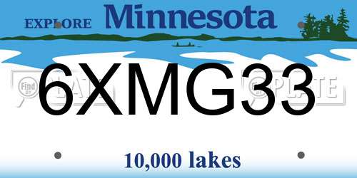 6XMG33 Minnesota License Plate