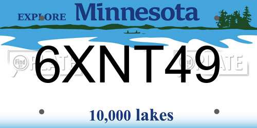 6XNT49 Minnesota License Plate