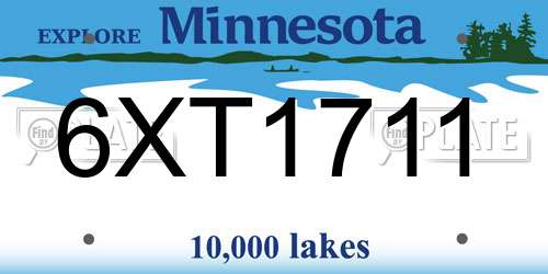 6XT1711 Minnesota License Plate