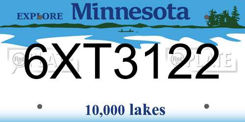 6XT3122 Minnesota License Plate