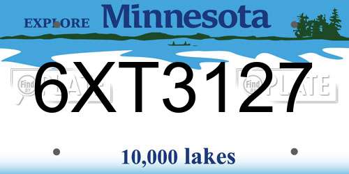 6XT3127 Minnesota License Plate