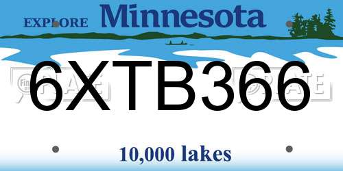 6XTB366 Minnesota License Plate
