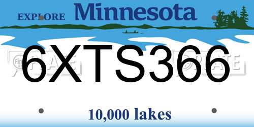 6XTS366 Minnesota License Plate