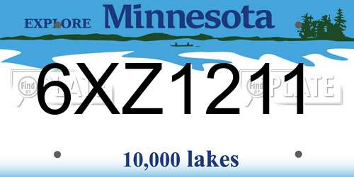 6XZ1211 Minnesota License Plate