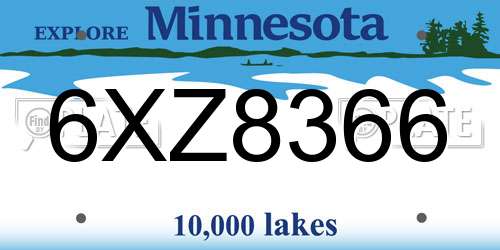 6XZ8366 Minnesota License Plate