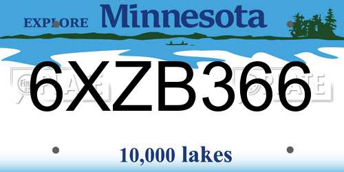 6XZB366 Minnesota License Plate