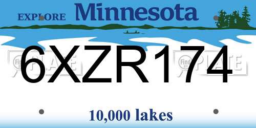 6XZR174 Minnesota License Plate