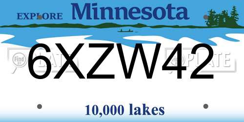 6XZW42 Minnesota License Plate
