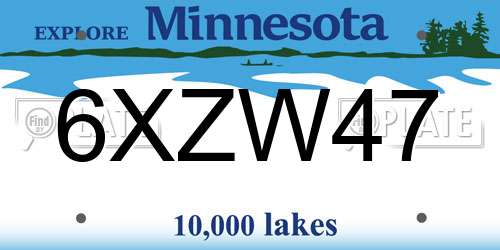 6XZW47 Minnesota License Plate