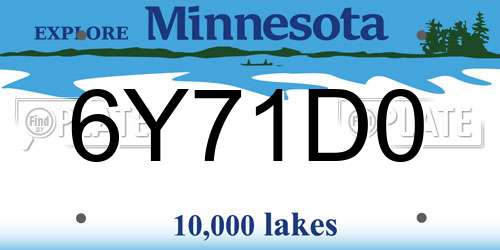 6Y71D0 Minnesota License Plate