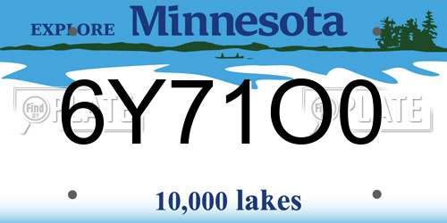 6Y71O0 Minnesota License Plate