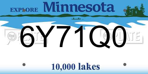 6Y71Q0 Minnesota License Plate