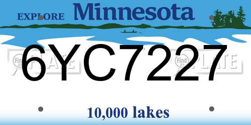 6YC7227 Minnesota License Plate