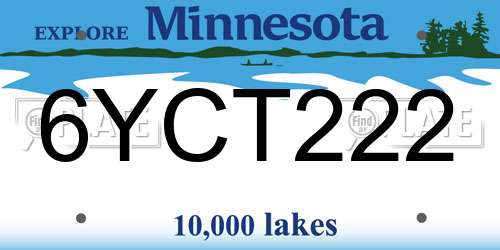 6YCT222 Minnesota License Plate