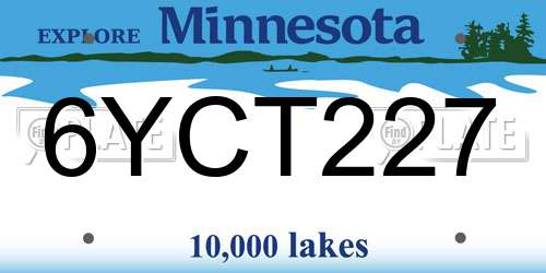 6YCT227 Minnesota License Plate