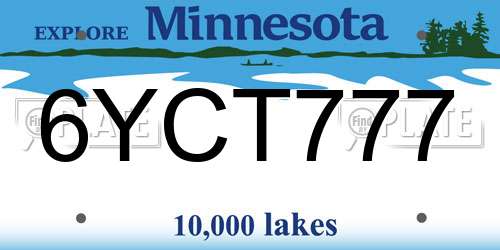 6YCT777 Minnesota License Plate
