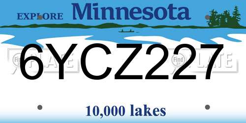 6YCZ227 Minnesota License Plate