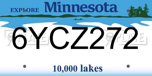 6YCZ272 Minnesota License Plate