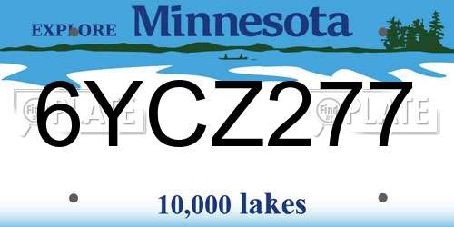 6YCZ277 Minnesota License Plate