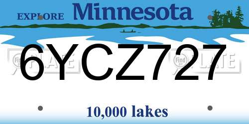 6YCZ727 Minnesota License Plate
