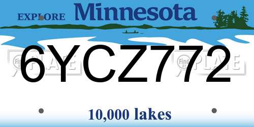 6YCZ772 Minnesota License Plate
