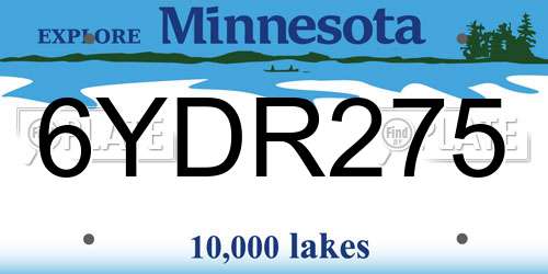 6YDR275 Minnesota License Plate