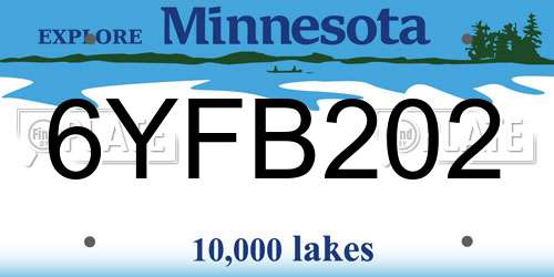 6YFB202 Minnesota License Plate