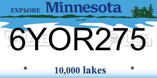 6YOR275 Minnesota License Plate