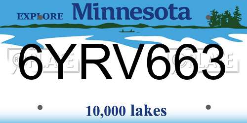 6YRV663 Minnesota License Plate