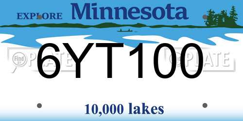 6YT100 Minnesota License Plate