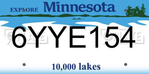 6YYE154 Minnesota License Plate