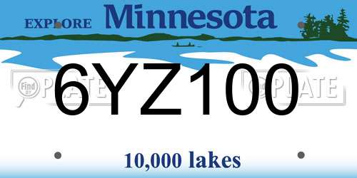 6YZ100 Minnesota License Plate