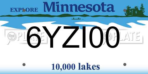 6YZI00 Minnesota License Plate